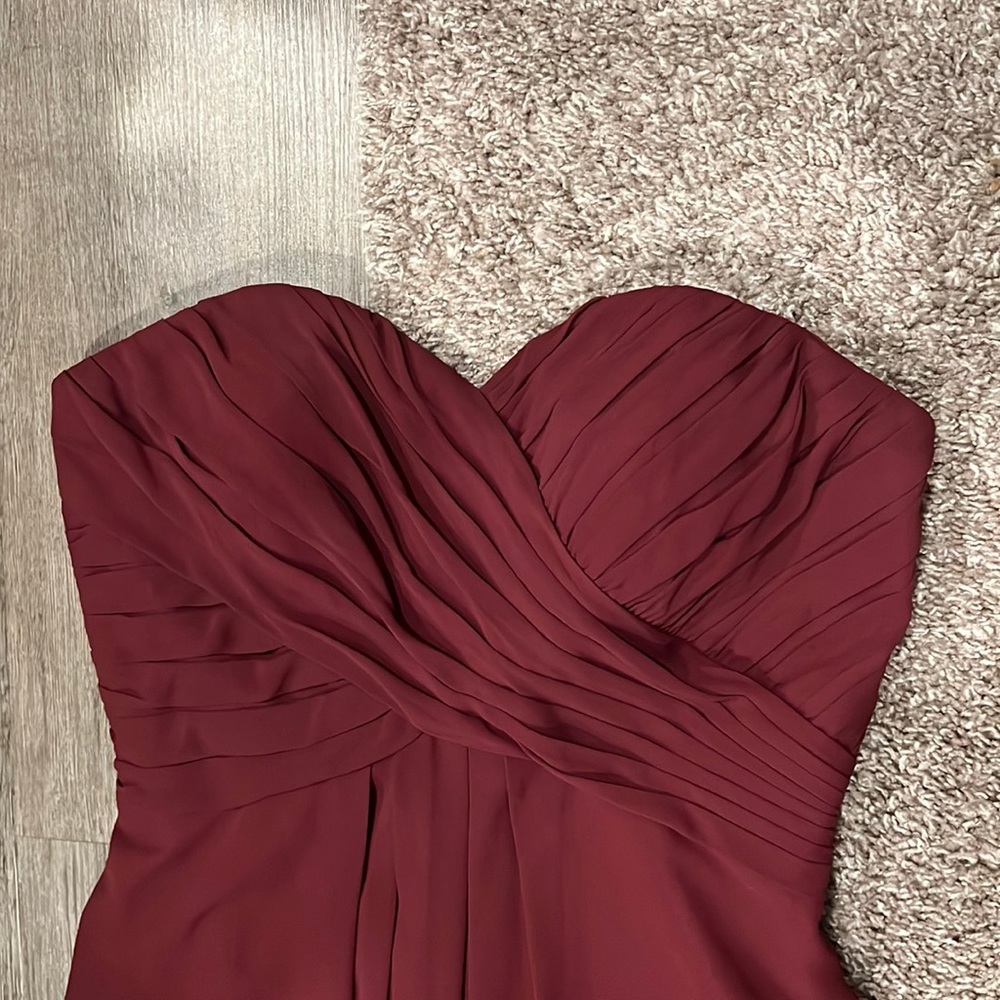 ☀Bill Levkoff Wine Strapless prom Chiffon fit & flare dress Size 8 - Picture 2 of 7